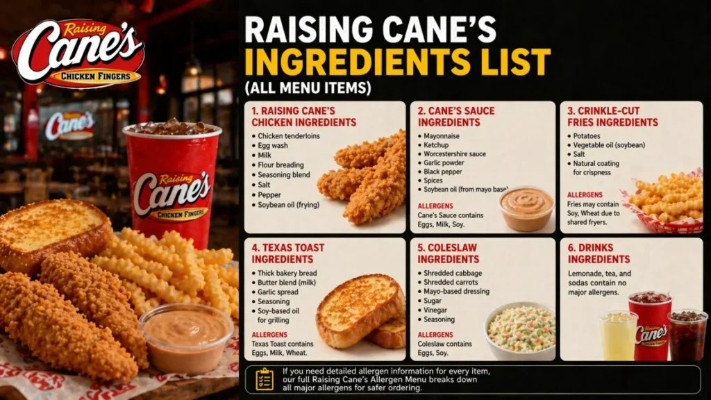 Raising Cane’s Ingredients List 2026